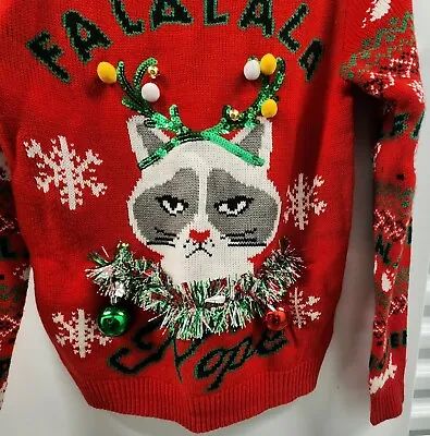 Buy NEW Womens Light Up Ugly Xmas Sweater  Nope Not Today  Grumpy Cat Size Small • 16.06£