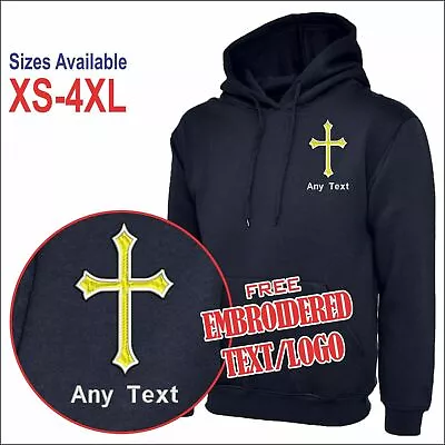 Buy Mens Christian Cross Religious Hoodie Personalised Free Embroidered Logo Hood • 17.89£