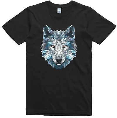 Buy Wolf Mens T Shirt Polygonal Style Colorful Print Regular Fit 100% Cotton Tee • 11.99£