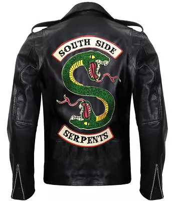 Buy Riverdale Southside Serpents Gang Mens Black Biker Real Leather Jacket Halloween • 97.50£