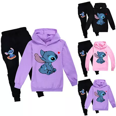 Buy Lilo And Stitch Kids Clothes Hoodies Jumper Winter Sweatshirt Tops Pants Outfits • 13.99£