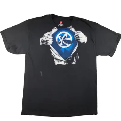Buy Hanes Superhero Graphic T Shirt Size L Black Cotton Crew Short Sleeve • 8.99£