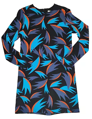 Buy DVF Diane Von Furstenberg Ingrid LS Silk Shift Dress SZ 4 Tropical Print Retro • 61.77£