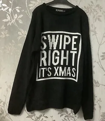 Buy Ladies, Mens Swipe Right  Black  Christmas Slogan Xmas Jumper Sz 12/M • 15.99£
