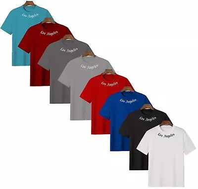 Buy Mens LOS ANGELES T-Shirt Round Neck Soft Regular Casual All Occasions 8 COLOURS • 8.99£