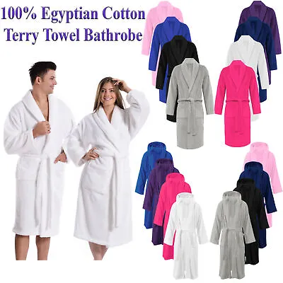 Buy Unisex 100% Luxury Egyptian Cotton Terry Towel Bath Robe Towelling Dressing Gown • 16.99£
