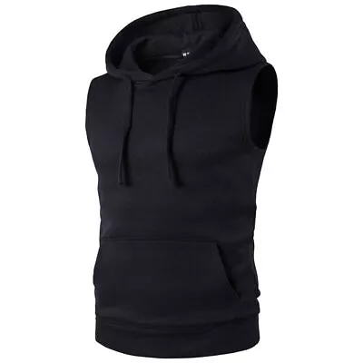 Buy Men Sleeveless Hoodie Hooded Tank Tops Gym Fitness Casual Sport Vest Shirt • 12.11£
