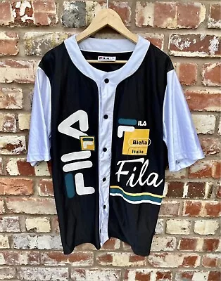 Buy Fila Black Line Brantley Baseball T-Shirt With Multi Logo • 12£