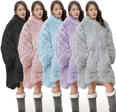 Buy New Soft Warm Giant Sherpa Plush Teddy Sweatshirt Fur Over Sized Hoodie Reverse • 34.99£