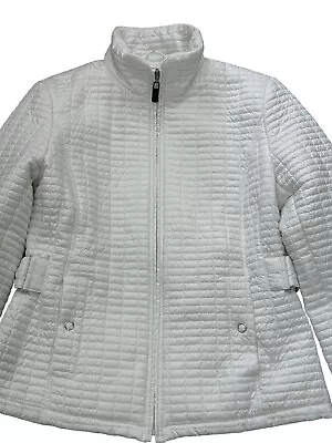 Buy Gallery New York White Quilted Waist Length Coat Jacket Medium • 26£
