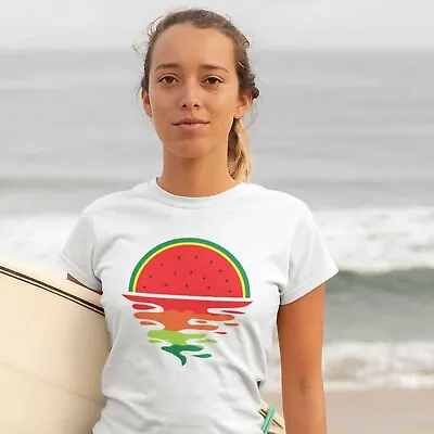Buy Women's Watermelon Sunset T-Shirt | Summer Beach Holiday Tshirt Tee Gift • 12.95£