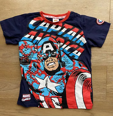 Buy Marvel Boys Navy T-Shirt Size 10-11 Years  - Captain America Great Condition • 2.99£
