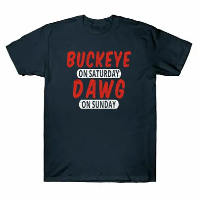 Buy On Shirt On Gift Short Dawg Sunday Cotton Saturday T-Shirt Funny Sleeve Buckeye • 13.98£