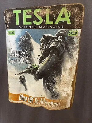 Buy Fallout 4 Tesla Science Magazine Lootwear Exclusive T-Shirt Adult Large Gray • 23.62£