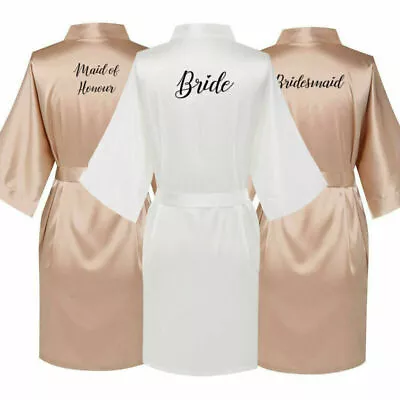 Buy Bridal Bathrobe And Kimono Short Bridal Dress Bridesmaid Champagne Pajamas • 10.79£