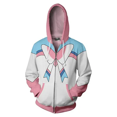 Buy Anime Sylveon Cosplay Hoodie 3D Printed Sweatshirt Zip Up Jacket Coat Clothing • 25.15£