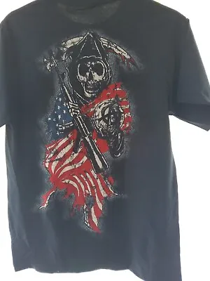 Buy New Official Sons Of Anarchy Shirt Mens Black Grim Reaper Road Gear Size Medium  • 17.99£