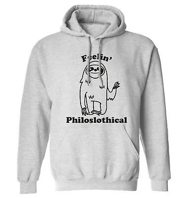Buy Feelin Philoslothical, Hoodie /sweater Geek Nerd Funny Sloth Illustration 2955 • 25.95£