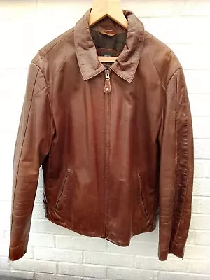 Buy VINTAGE REDSKINS Mens Leather Jacket Heavy Tan/Brown Motorcycle Style XL • 50£