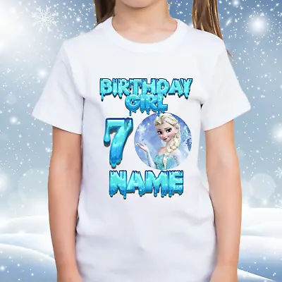 Buy FROZEN PERSONALISED KIDS BIRTHDAY GIRl PARTY T-SHIRT GIFT ANY NAME NUMBER 2-14 • 10.99£