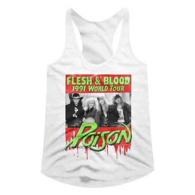 Buy Poison Flesh & Blood Women's Tank Top World Tour 1991 Metal Rock Band Racerback • 25.54£