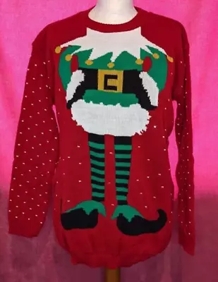 Buy Pulse Red Christmas Jumper, Headless Elf Picture, Size L/XL, BNWT • 9.45£
