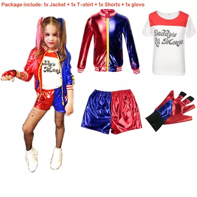 Buy Kid Harley Quinn Suicide Squad Costume Carnaval Cosplay Fancy Dress UK • 13.24£