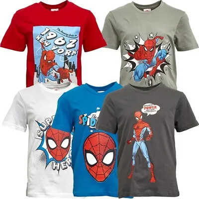 Buy Marvel Boys 5 Pack Spiderman Retro Comic Book Gaming T-Shirts - Red White Blue • 29.99£