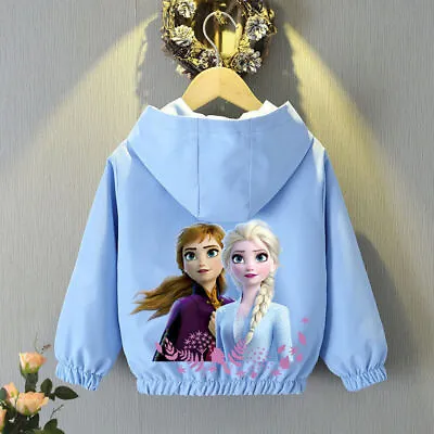 Buy New Elsa Kids Girls Baseball Uniform Hooded Elsa Princess Top Jacket Windbreaker • 5.38£
