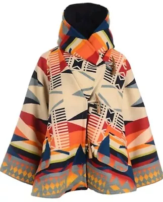 Buy INDIAN BLANKET Yellowstone Duffle Jacket Vibrant SW Colors Faux Horn Toggle Sz M • 44.34£