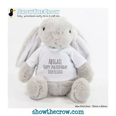 Buy  30cm Flopsy Bunny  With Personalised T-Shirt Soft Toy Bunny Rabbit New Baby ... • 12.99£