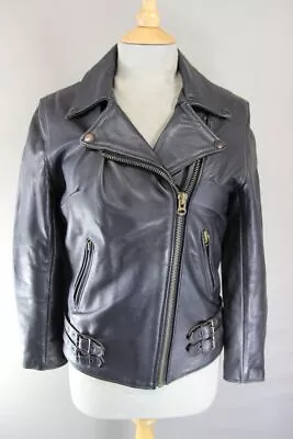 Buy Bikers Paradise Elite Patrol Retro 1970's Punk Rock Style Leather Jacket Size 10 • 59£