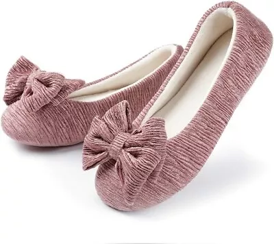 Buy Ballerina Slippers With Bow And Memory Foam, Cosy Lightweight • 0.99£