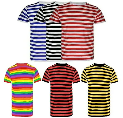 Buy New Men's Boys Red And White Stripe T-Shirt Top Black White Blue Shirt Book Week • 8.79£