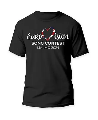 Buy Unisex UK HEART Eurovision Song Contest MALMÖ 2024 T-Shirt TEE MUSIC TV • 9.99£