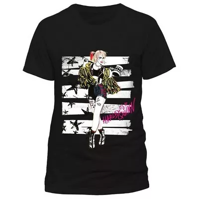 Buy Unisex T-shirt Birds Of Prey Stripes And Stars Harley Quinn Black • 12.99£