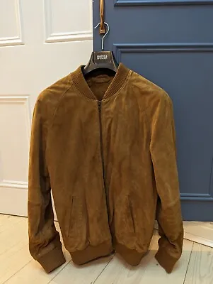 Buy ASOS Men’s Suede Bomber Jacket, Tan, Size: Large RRP £100 • 50£
