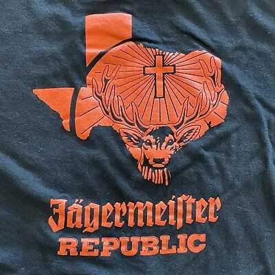 Buy JAGERMEISTER Republic Black T-Shirt Adult Large Texas Stag Cross St. Hubertus • 15.12£