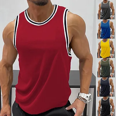 Buy Mens Muscle Gym Vest Racer Back Vest Tank T-Shirt Training Top Basketball Tee UK • 9.99£