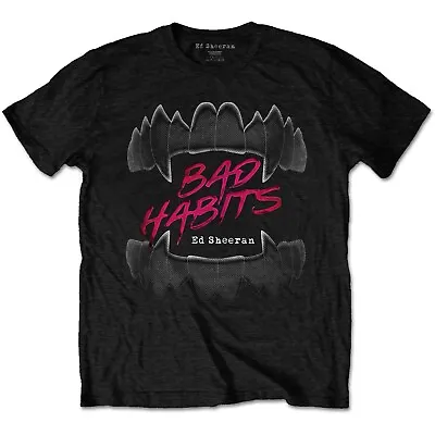 Buy ED SHEERAN Bad Habits Black And Pink Fang Unisex T Shirt S M L BNWT • 9.99£