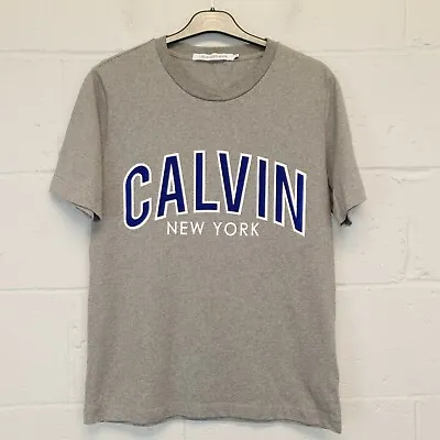 Buy Calvin Klein T-Shirt MEDIUM Grey Mens Crew Neck Logo Spell Out VERY GOOD COND • 11.99£