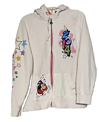Buy Disney Women’s Hoodie Walt Disney World 2014 White Pink Zip Up Mickey Mouse XL • 16.32£