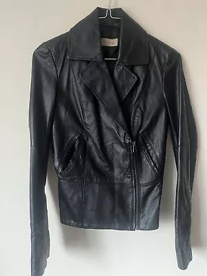Buy Dee V Leather Jacket Diana Vickers Size 6 Biker Bomber Biker Punk Emo Gothic • 14.57£