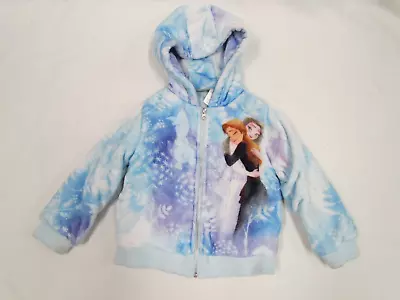 Buy FROZEN Girls Jacket Size 4T Hoodie Heavy Fleece Elsa Anna Disney Princess Zips • 6.40£