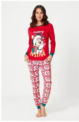 Buy New Disney Ladies Plus Size 20-22 Mickey Mouse Jersey Christmas Pyjamas Set • 4.99£