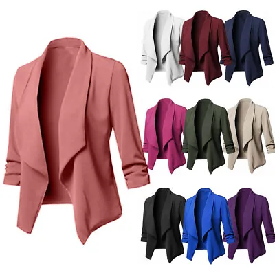 Buy Plus Size Women Collar Suit Jacket Coat Blazer Ladies 3/4 Sleeve Cardigan PDA • 15.29£