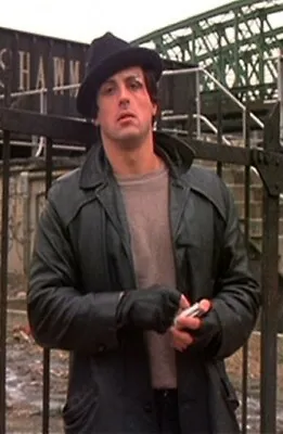 Buy Rocky Balboa Sylvester Stallone Mens Black Leather Coat Jacket • 110£