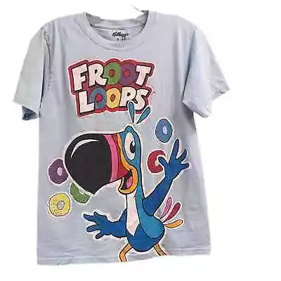 Buy Froot Loops Kellogg's Size Small Toucan Logo T-shirt Light Blue Graphic Tee • 10.42£