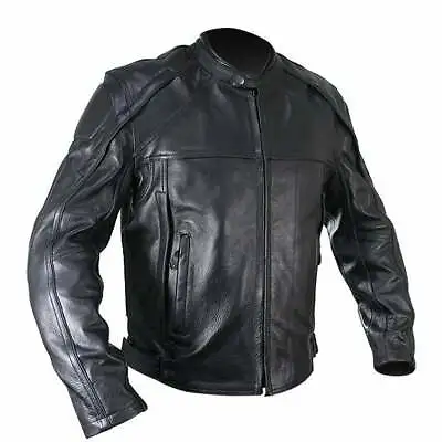 Buy Mens Cowhide Black Leather Motorcycle Biker Jacket Armoured • 125£