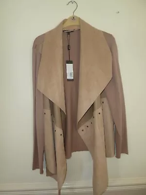 Buy Star By Julien MacDonald Tan Faux Suede/leather & Knit Waterfall Jacket BNWT 16 • 28.50£